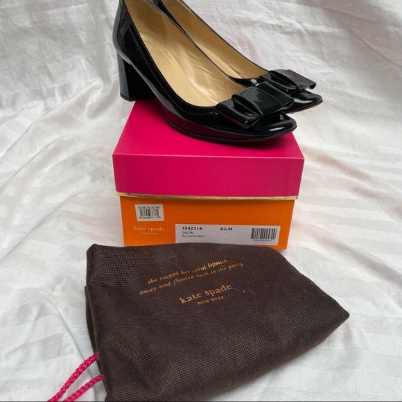 Patent Leather Kate Spade Dijon Pumps w Leather Bow - Picture 10 of 15